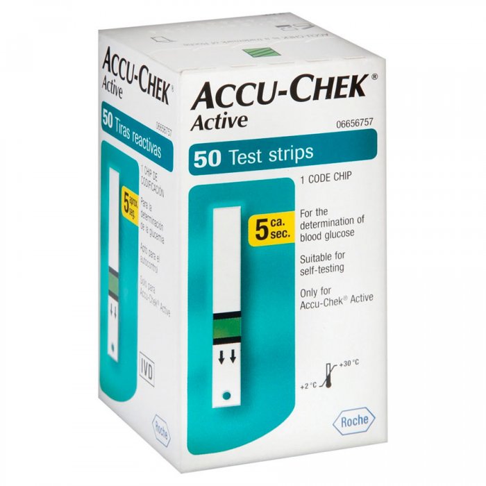 TIRAS P/ GLICEMIA ACCU-CHEK ACTIVE CX/ 50